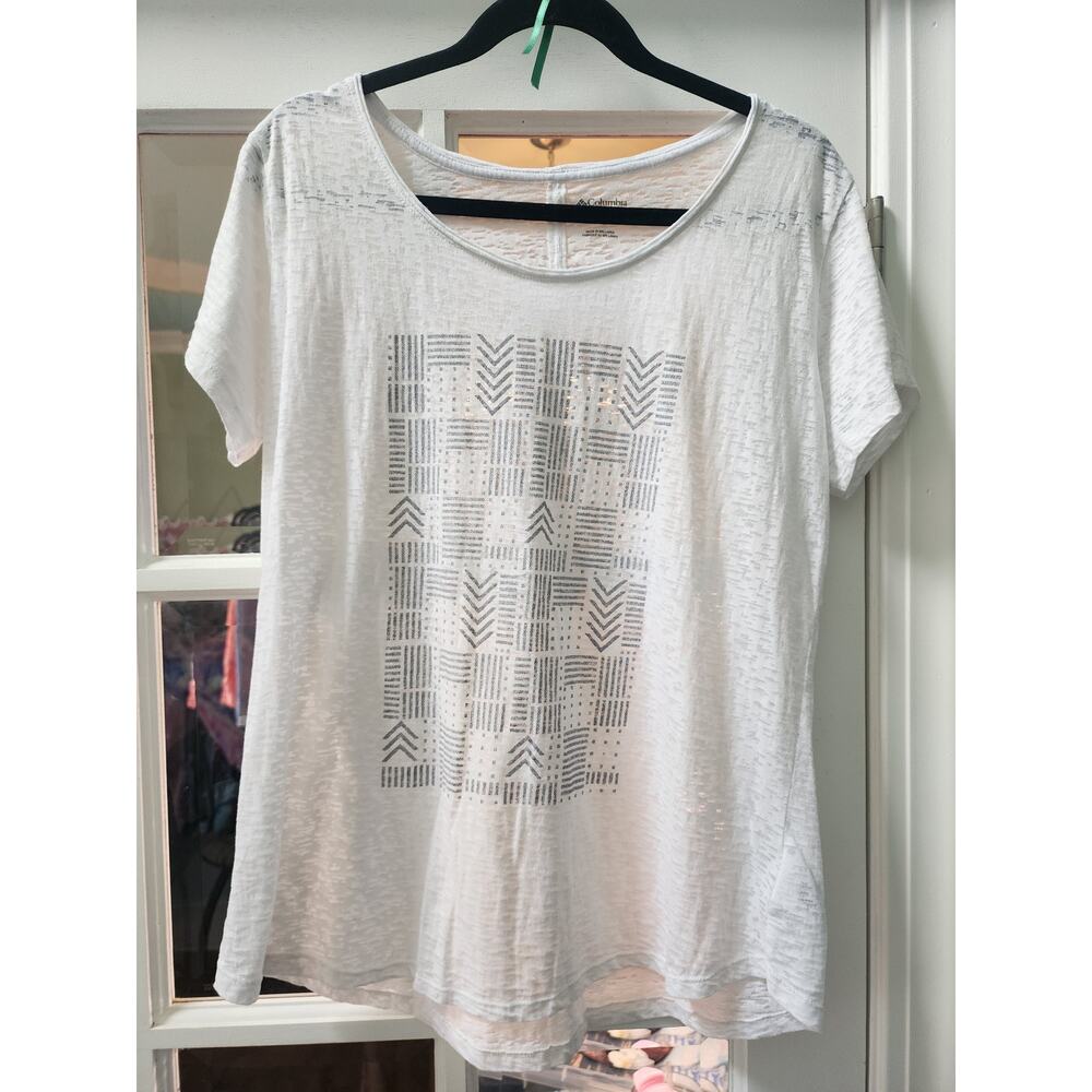 Colombia White/semi sheer ladies t-shirt